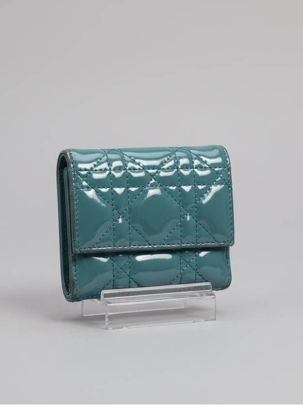 Christian Dior Cloud Blue Lady Dior Lotus Patent Leather Wallet